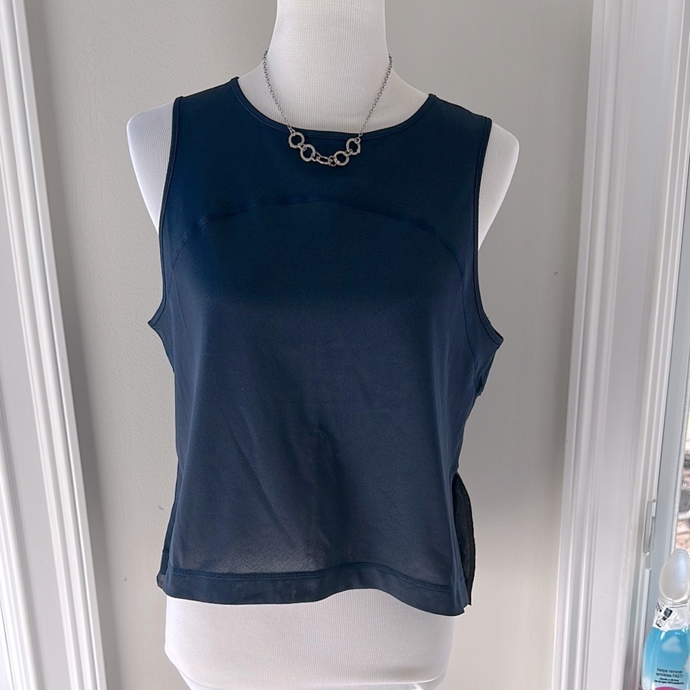 Super Cute Navy Sweaty Betty Cropped Mesh Tank, UK14, US 8-10, NWOT